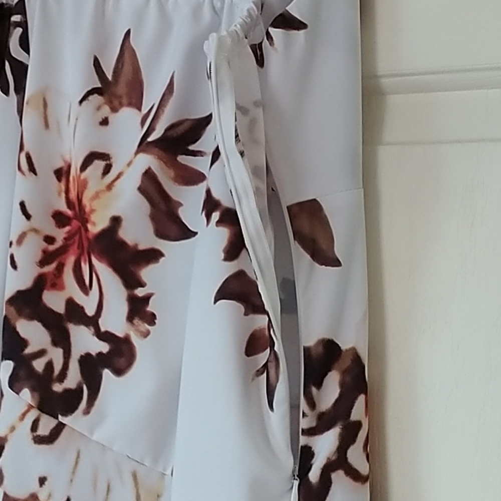 White Floral High Low Fit & Flare Maxi Dress XL - Picture 9 of 11